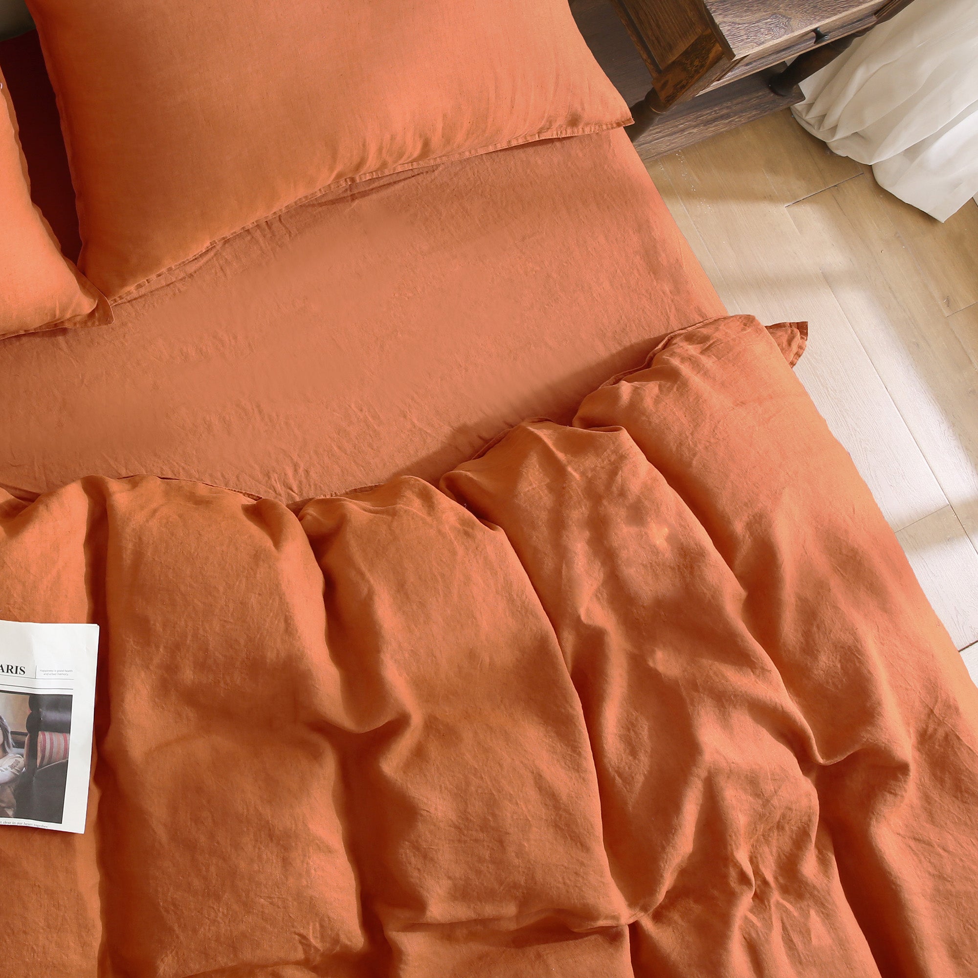 100% Linen Duvet Cover - Caramel Duvet Cover Only
