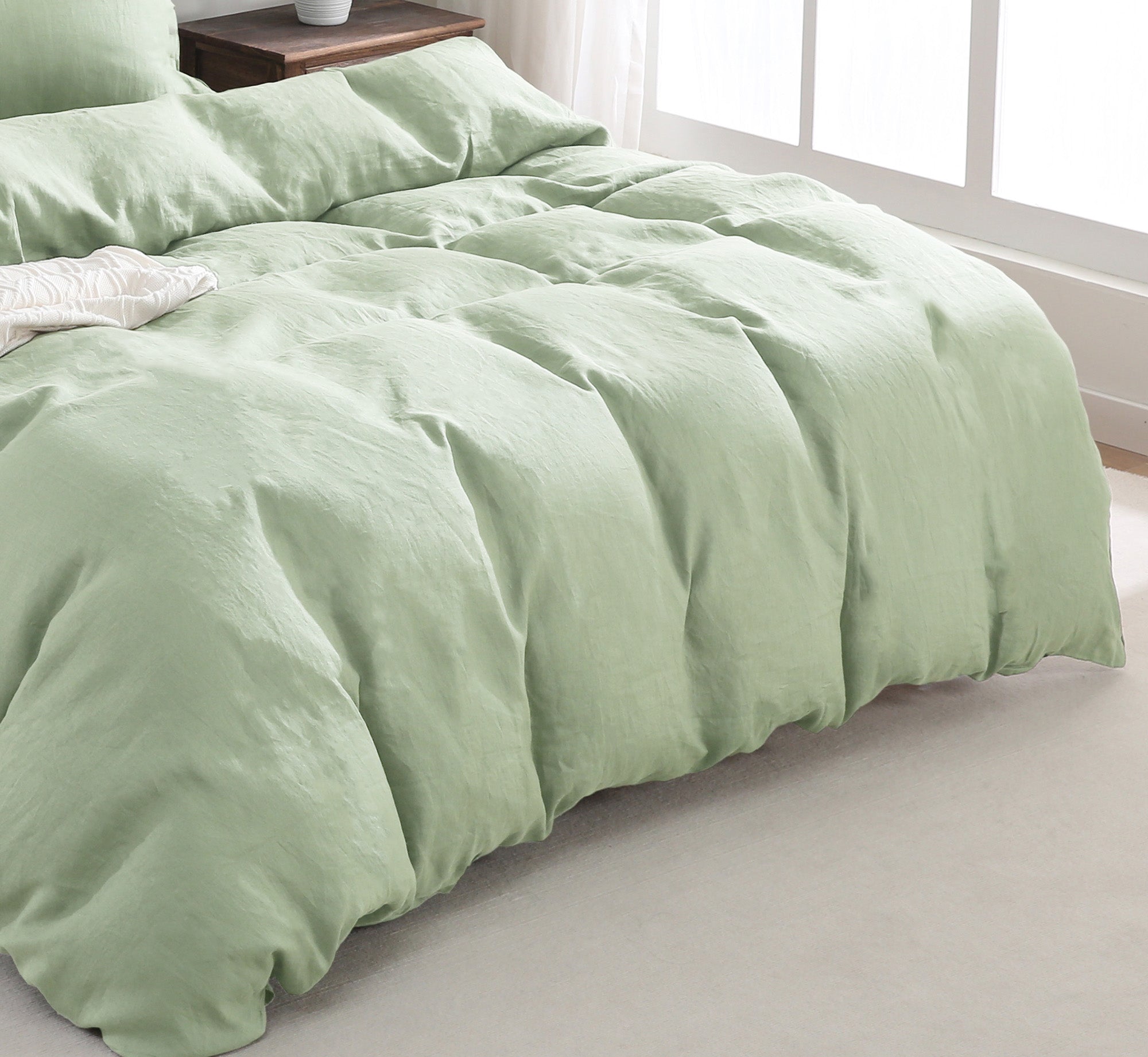100% Linen Duvet Cover - Sage Duvet Cover Only