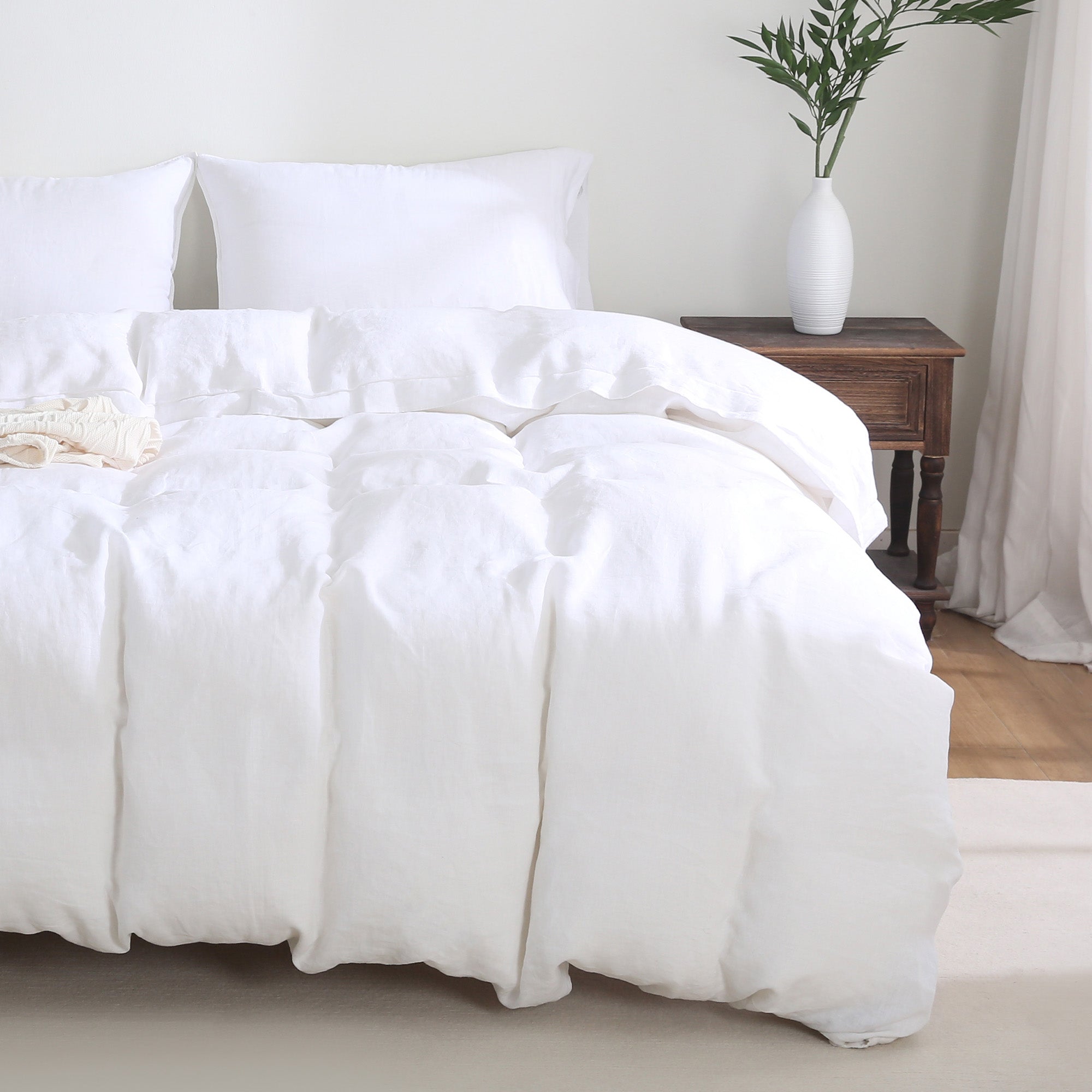 100% Linen Duvet Cover - White Duvet Cover Only