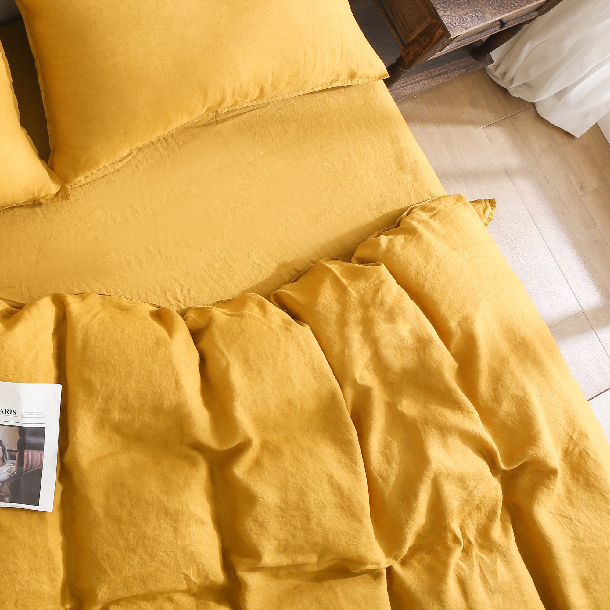100% Linen Duvet Cover - Yellow Duvet Cover Only