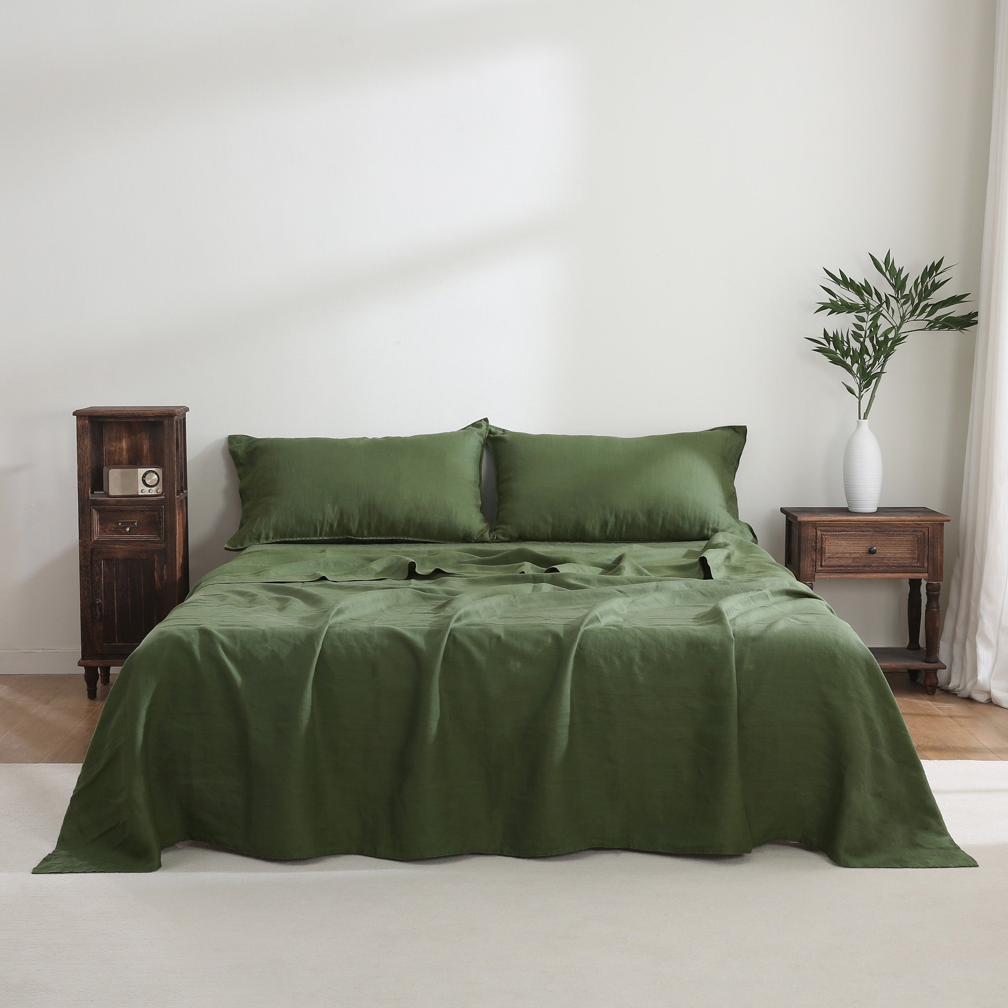 100% Linen Bedding Set (1 Duvet Cover 1 Flat Sheet 2 Pillowcases)