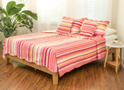 Pink Boho Summer Striped Coverlet Set