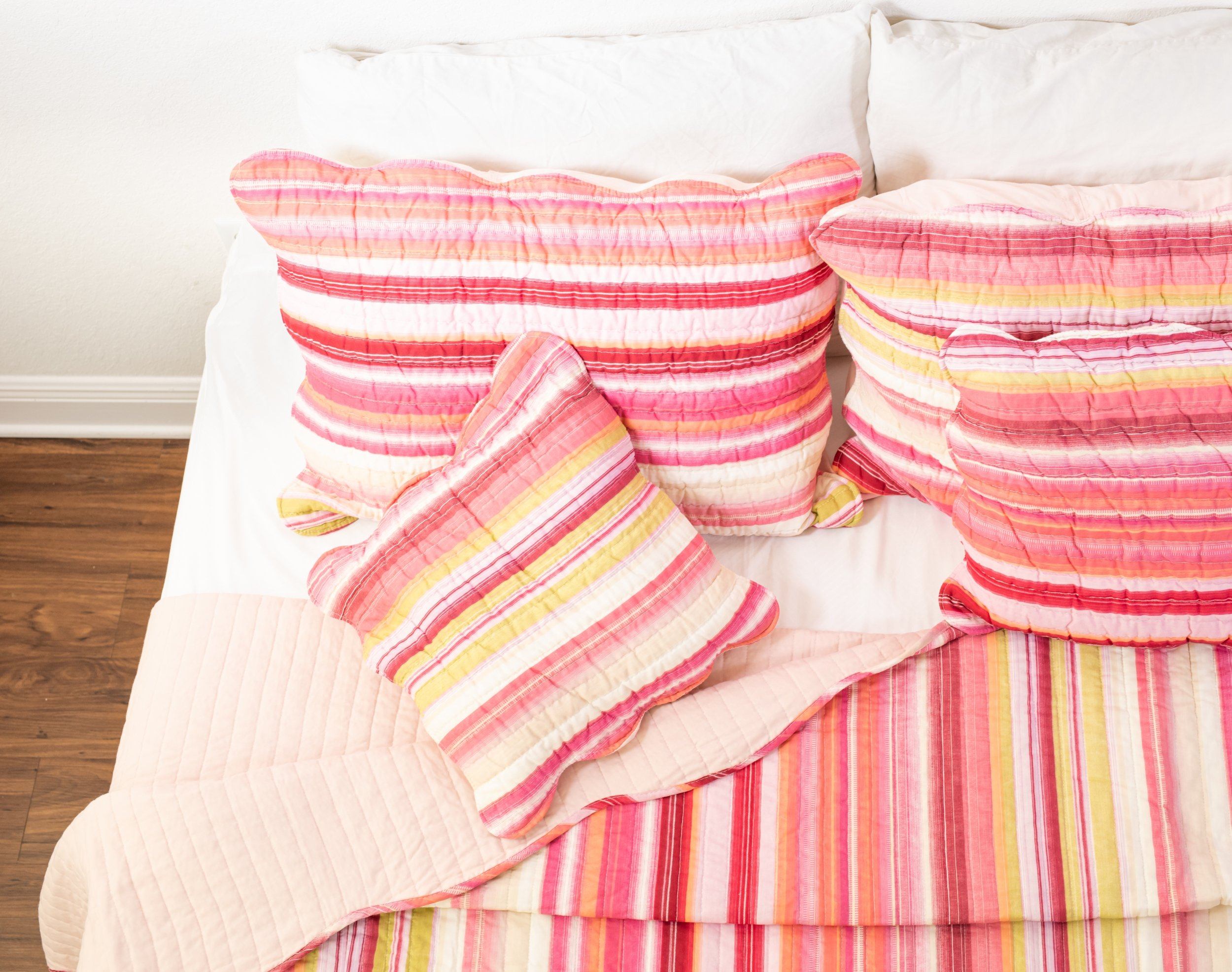 Pink Boho Summer Striped Coverlet Set