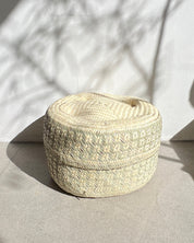 Natural and Sage Woven Palm Baskets with Lid