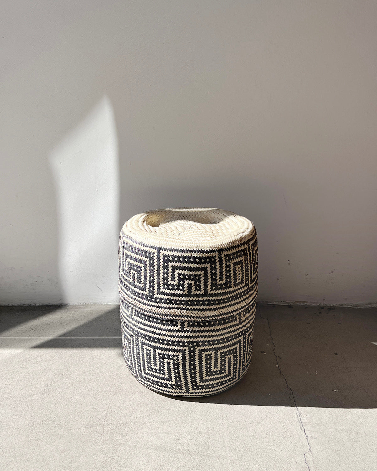Black & Natural Basket with Lid