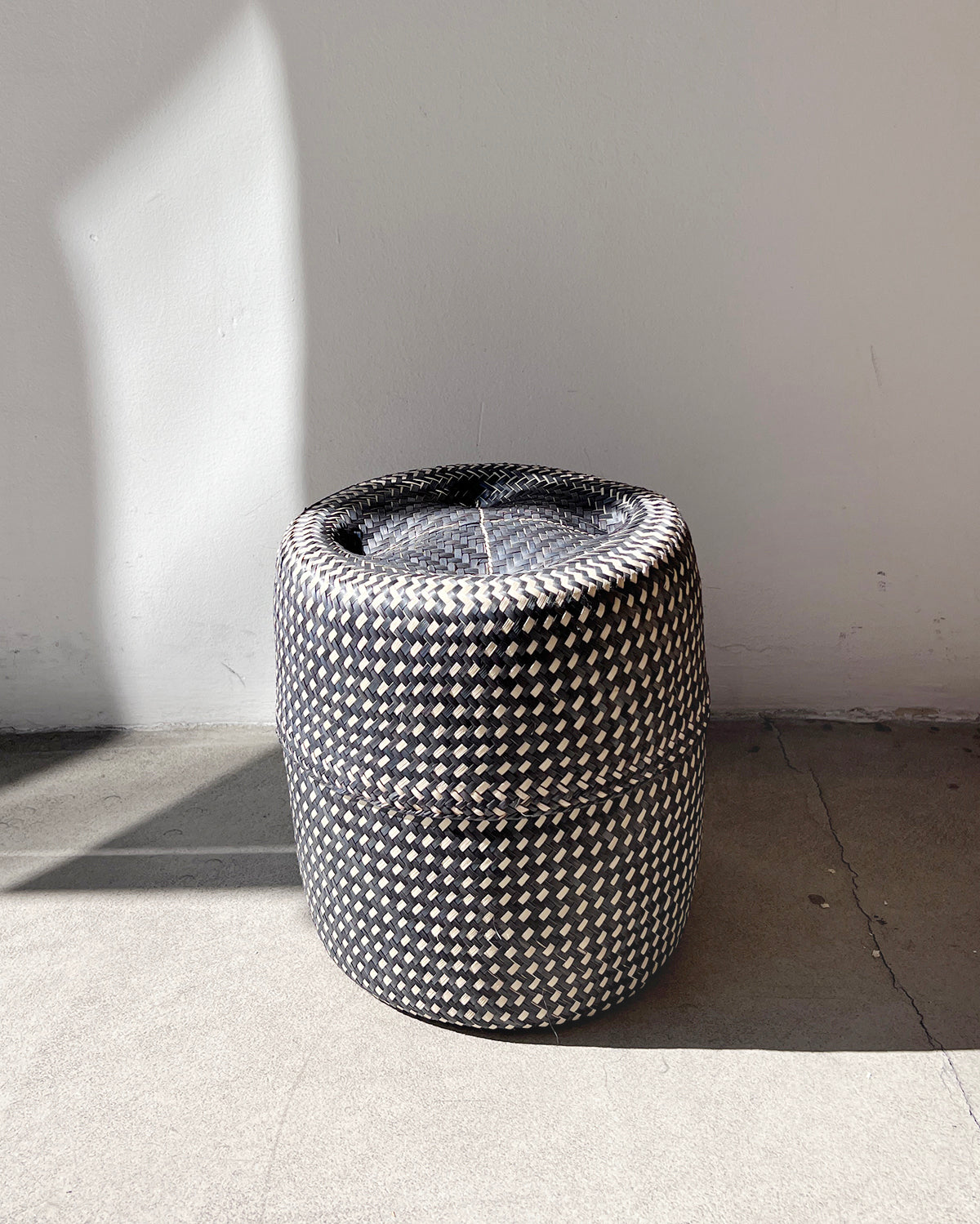 Black & Natural Basket with Lid