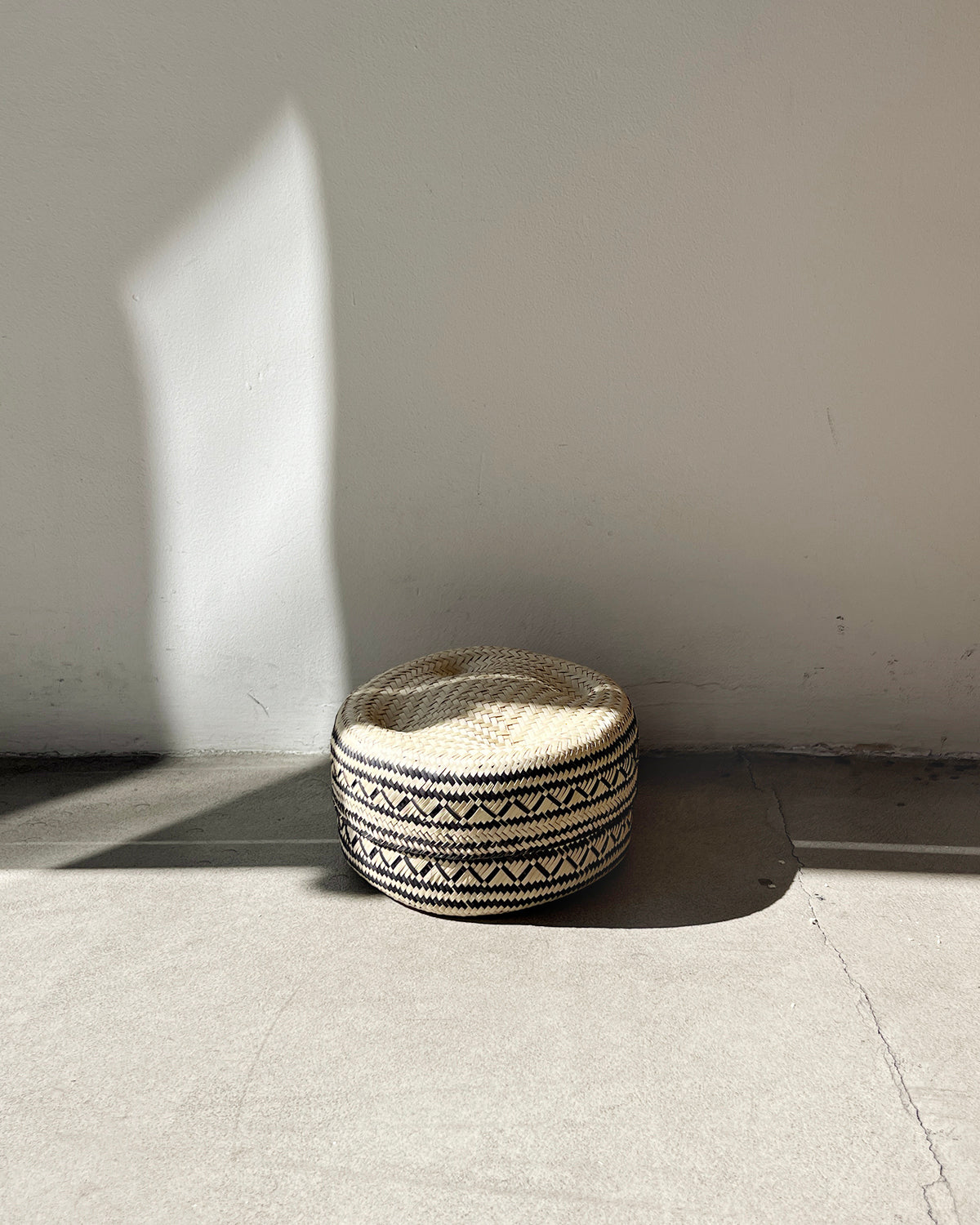 Black & Natural Basket with Lid