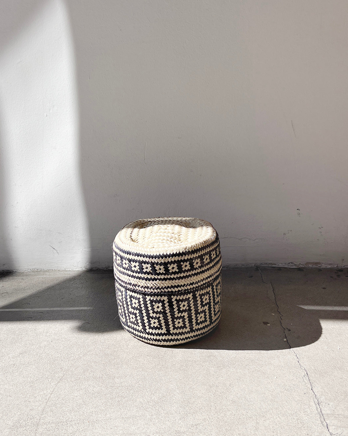 Black & Natural Basket with Lid