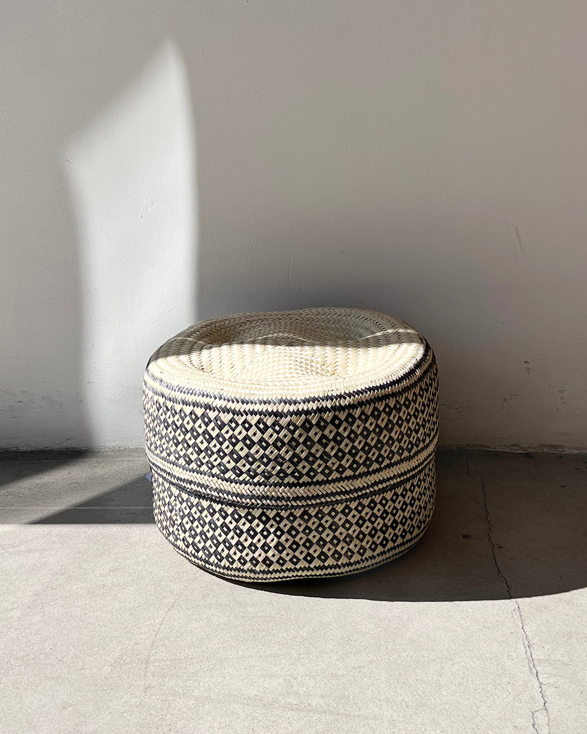 Black & Natural Basket with Lid