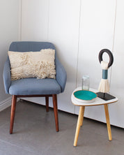 Aqua & White Leather Bowl on Table