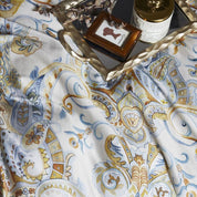 Close up of duvet cover fabric from the Champagne Dream Bedding Set