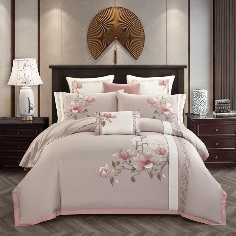 Cherry Blossom Bedding Set on a bed