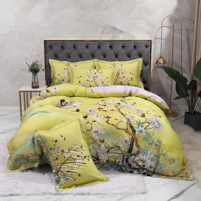 Sunlight Blossoms Bedding Set on a bed