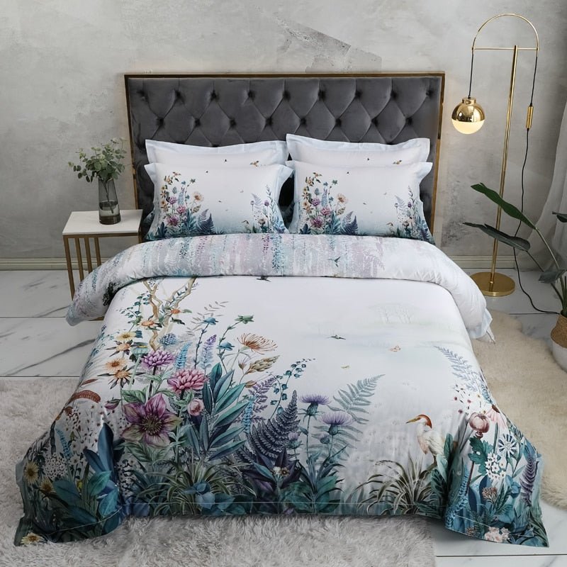 Whispering Garden Bedding Set on a bed - front view